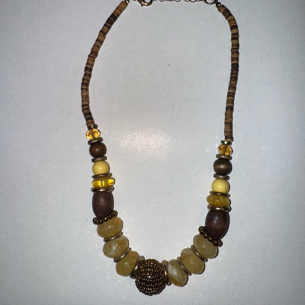 Brown and Yellow Beaded Necklace